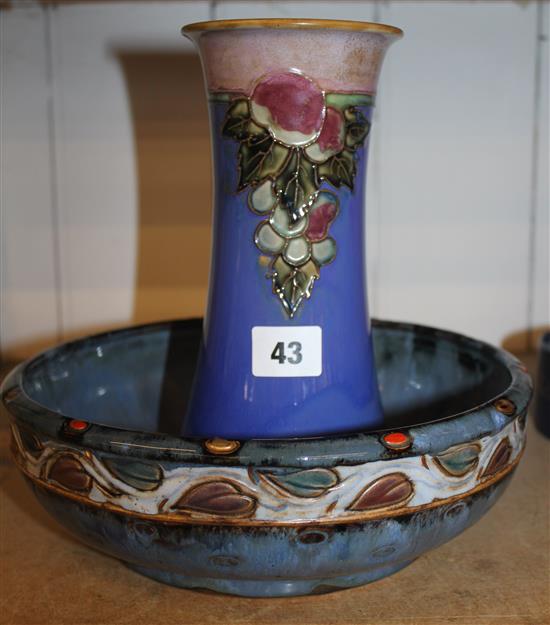 Doulton stoneware bowl and a similar vase